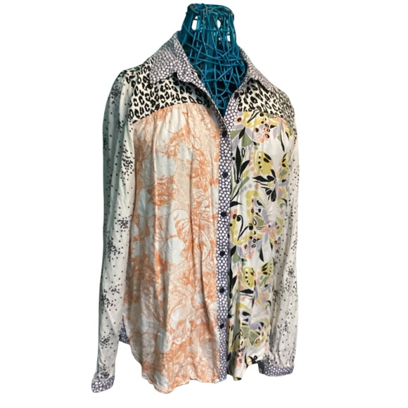 Anthropologie Maeve Alida Contrast Button Front Shirt - Picture 2 of 6